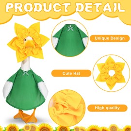 GANSHAYA Sunflower Porch Goose Outfit Summer Spring Porch Goose Costume Fit 23" Goose for Lawn Yard and Patio Decoration