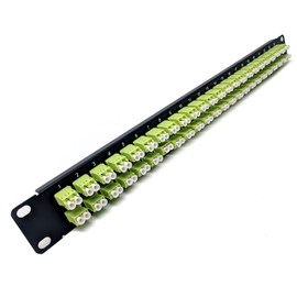 Ultra Spec Cables 1U 48port High Density Patch Panel, Loaded with LC Duplex Multimode OM5 Lime Green Colored Adapters