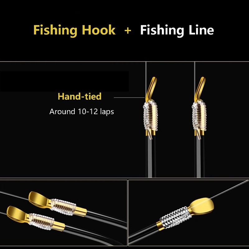 AMHDV Small Barbless Fishing Hook with Line, Tiny Fish Hooks