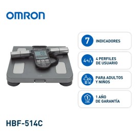 OMRON Báscula Digital de Composición Corporal HBF-514C – Analiza Grasa, Músculo, IMC y Metabolismo, 4 Usuarios + Invitado y Memoria de Seguimiento