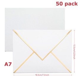 50 Pack 5x7 Envelopes Self Seal, White 5x7 Envelopes for Invitations with Self-Adhesive A7 Envelopes Self Seal for Weddings, Invitations, Photos, Postcards, Greeting Cards Mailing,Graduation