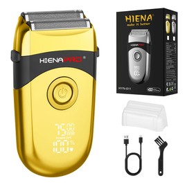 HIENA PRO Professional Beard Trimmer for Men, Reciprocating Electric foil Shaver & Bald Head Precision Trimmer, Men's Facial Grooming Tool with LED, Perfect Gifts for Men(Gold)