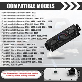 599-218 A/C Heater Climate Control Module Panel Switch for 1999-2002 Chevy Silverado Suburban Avalanche Tahoe GMC Sierra Yukon XL, Front HAVC Control Replace 15054697 15054698 15753263 15753264,etc