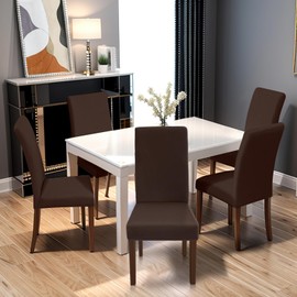 Yugarlibi Chair Covers, Set of 4, Stretch Chair Covers, Swing Chair, Elastic Covers, Chair Cover, Removable, Washable Chairs, Protection for Kitchen, Restaurant, Hotel, Banquet, Wedding (Coffee, Set