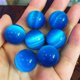 Junfamilee 1Pc Natural Colorful Cat Eye Crystal Healing Ball Cat Eye Sphere Quartz Crystal Stones for Wealth and Protect The House, Home Office Decoration, Decorative Balls (20MM/0.78IN)