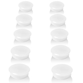 QOJOPU Fridge Magnets - Strong Small Round Decorative Heavy Duty Magnets for Whiteboard, Crafts, Refrigerator - 10 Pack White Mini Magnet - Cute Kitchen & Office Magnet for Locker, Map, Classroom