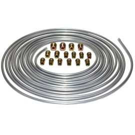 A-Team Performance - 3/16'' Double Walled Galvanized Steel Tube Roll Brake Line Kit - With 16 Piece Fittings For Hydraulic Braking Systems, Fuel, And Transmission System 25 Feet