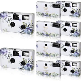 Kanayu 10 Pack Disposable Camera for Wedding Floral 35mm Single Use Film Camera with Flash One Time Use Camera for Anniversary Concert Travel Camp Party Supply Gift Honeymoon(Blue Poppy)