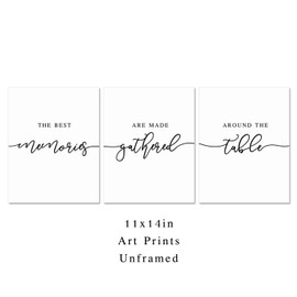 Kitchen Wall Decor The Best Memories Are Made Gathered Around The Table Living Room Dining Room Wall Art Farmhouse Style Set of 3 Prints 11x14inch Unframed