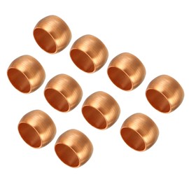 TA-VIGOR 8mm Tube OD Compression Sleeves Ferrules, 10PCS Copper Ferrule Fitting Brass Compression Fittings, Copper Olives Assortment Kit for Oil Water Air Pipe