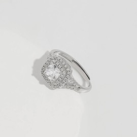 Meissa 0.5 Karat Prinzessschliff Diamant Verlobungsring für Damen 925 Sterling Silber Hochzeitsring Fake Diamantring Versprechensring für Jahrestag und Hochzeit - Silber