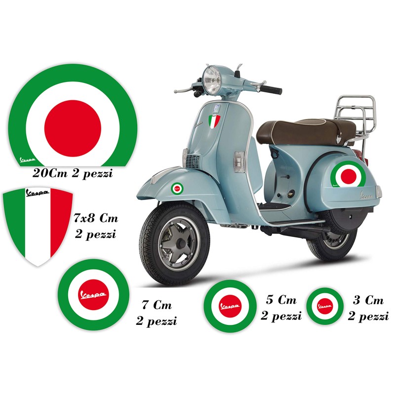 GamesMonkey Stickers VESPA kit PIAGGIO VESPA FLAGS ITALY CIRCLE