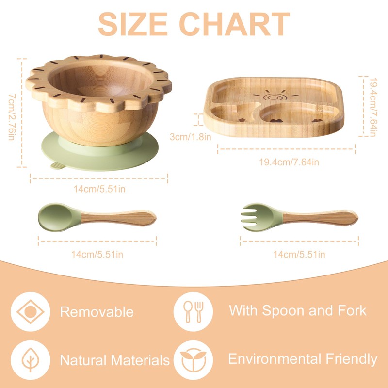BABY REMEMBER Suction Plates Bowls Set for Baby Toddler Non-Toxic