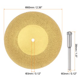 HARFINGTON 10pcs Diamond Cutting Wheel 60mm Titanium Coating Cut Off Discs Diamond Cutting Wheels Replacement with 2pcs 3mm Mandrel for Rotary Tools