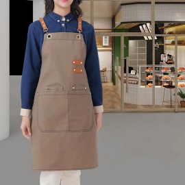 Professional Unisex Work Apron Waterproof Kitchen Cafes Nail Beauty Hair Cutting Salon Uniform Grill Garden Waiter Bib Customcolor: Light Gray, size: Onesize