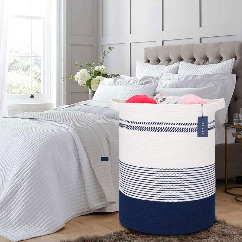 COMSE Extra Large Blanket Basket, Tall Laundry Basket, Nursery Hamper,