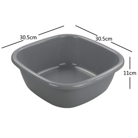 Dynko Plastic Square Washing-Up Tray, Grey, Pack of 4