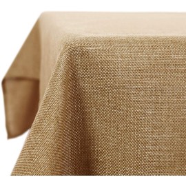 Deconovo Water Resistant Rectangle Faux Linen Table cloth for Dinning 51x51 Inch Golden Brown¡­