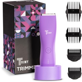 TRIMY Body Hair Trimmer for Men and Women, Ball and Groin Trimmer, Bikini Trimmer, Pubic Hair, Manscaping, Waterproof, Wireless Grooming, Body Shaver, Manscape (Purple)