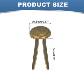 PATIKIL 1000 PCS Paper Brass Fasteners Split Pins Pastel Mini Metal Brads Round Head Plated Fastener for Craft Art Scrapbooking DIY Supplies, Bronze Tone, 4.5 x 8 mm