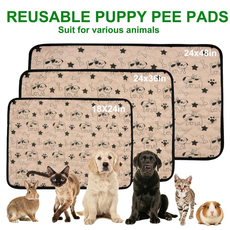 2 Pack Reusable Washable Pet Pee Pads, 18" x 24"
