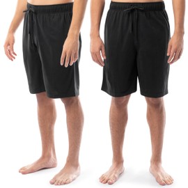 Fruit of the Loom Men’s 2-Pack Jersey Knit Sleep Pajama Shorts, Black/Black, Large