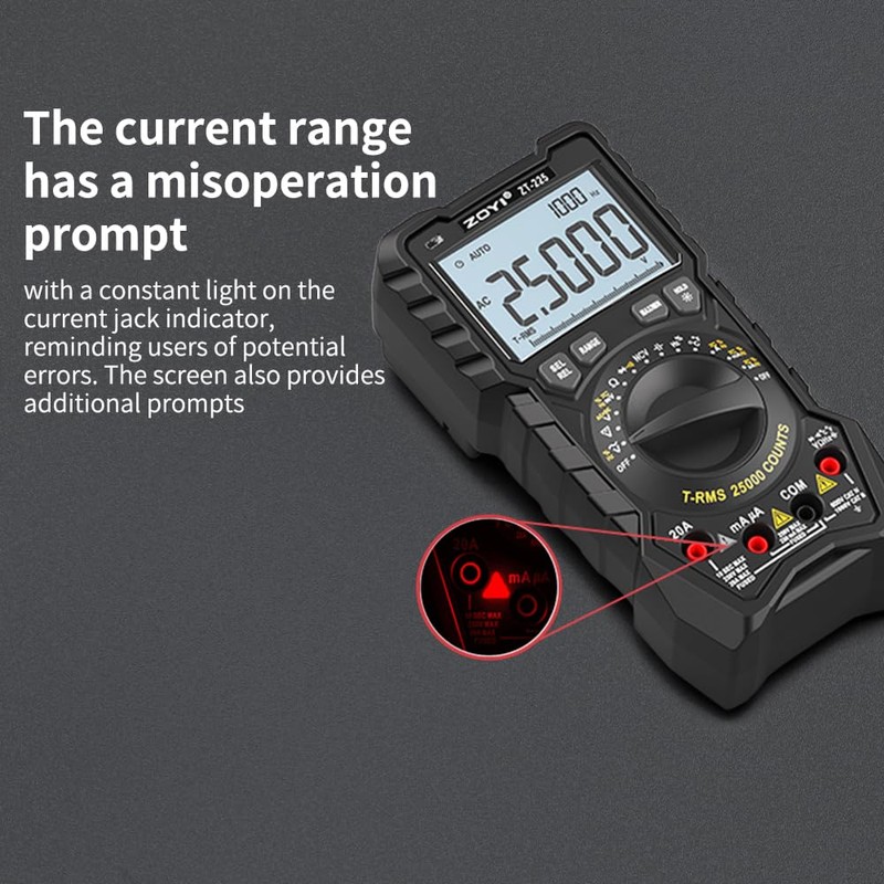 ZOYI ZT-225 Digital Multimeter, 25000 Counts, True RMS, Auto Range,