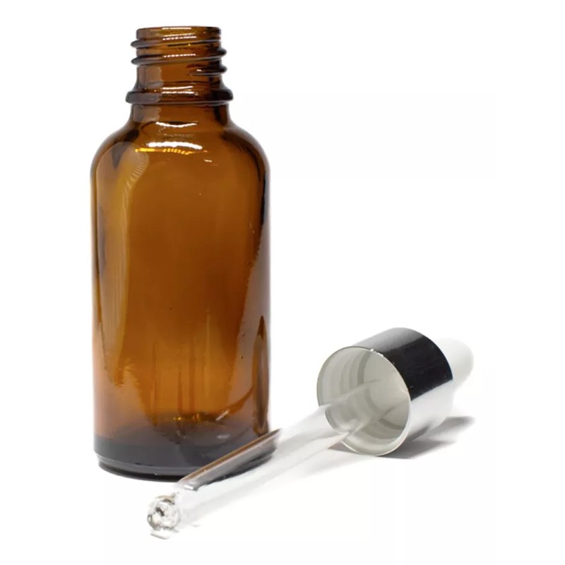 Meliars Frasco Gotero 30/10 Ml Ambar Cristal Bulbo Plata (60