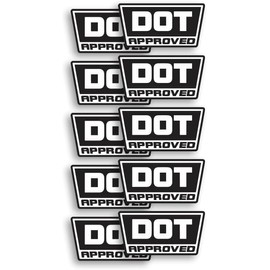 10 Pack DOT D. O. T Approved Motorcycle Helmet Stickers -2 Inches - Weatherproof Safety Decals, Easy Application, Ideal for All Helmet Types - Black/White