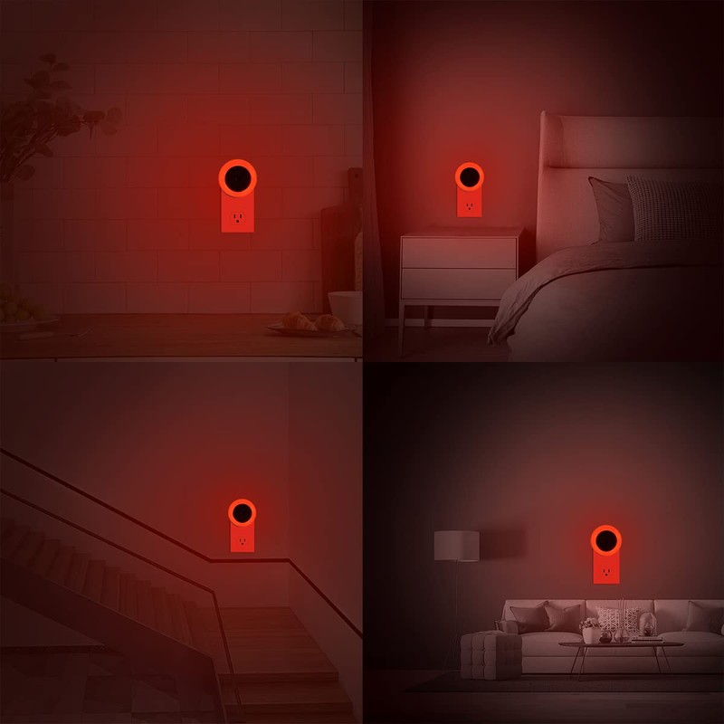 KINUR 6 Pack Red LED Plug into Wall with Dusk