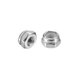 sourcing map 20Pcs #4-40 Nylon Insert Hex Lock Nuts, 304 Stainless Steel Self-Locking Nylon Insert Stop Nut for Industrial Construction Fasteners, Silver&White