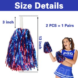 Lovecheer 24PCS Metallic Red and Blue Pom Poms Cheerleading Sports Spirit Shaker for Cheerleader Rooter Fan Club Cheering Basketball Football Hockey Game Party