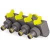 Adjustable 4 Way Cable Splitter for Garden Hose Shut-Off Tap