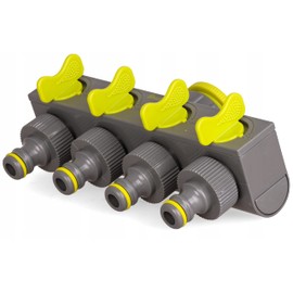 Adjustable 4 Way Cable Splitter for Garden Hose Shut-Off Tap Hose Connector