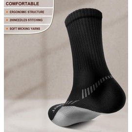 BULLIANT Men's 6 Pairs Work Socks Hiking Socks Running Socks Compression Socks Tennis Socks Football Socks Breathable Non-Slip, 6pairs-black2643