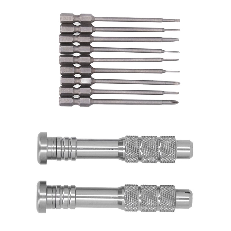 Steel Slotted Screwdriver Set with 9 Bits 2 Handles Hand