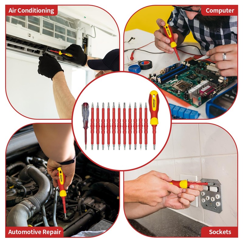 Insulated Screwdriver, HOUSERAN 26 Pcs Screwdriver Set, Magnetic Tip Electrician