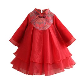 Mud Kingdom Little Girl Qipao Dress Cute Style Red Cheongsam Chinese New Year Size 6