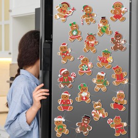 Zonon 20 Pcs Gingerbread Man Diamond Painting Magnets Christmas Diamond Art Kits Refrigerator Magnets Stickers for Xmas Fridge Adults DIY Crafts