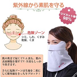 White Beauty UV-Blocking Face Cover A-Type, Non-Suffocating, UV Cut Face Mask for Sports and UV Protection, Pink, Free size