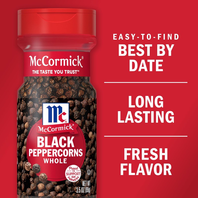 McCormick Whole Black Peppercorns, 3.5 oz