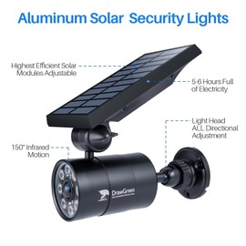 DrawGreen Solar Motion Lights Outdoor 1400-Lumen LED Spotlight 9-Watt(130W Equ.) Solar Flood Security Lights for Garden Driveway Patio Yard Path Porch Deck, 100-Week 100% Free Replacement