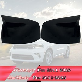 MUXEE Side Mirror Covers,for Jeep Grand Cherokee 2011-2022 and 2011-2025 Dodge Durango，Turn Signal housing Cover Accessories - Bright Black