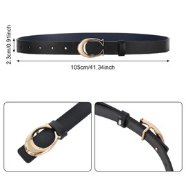 Zimoer 3Pieces Skinny Leather Belts Women,Slim Thin Waist Belt,Fashion Slim Belts for Dress,Thin Waistband Belts with Metal Buckle,for Jeans Coat Dress Pants (Black+White+ Khaki)