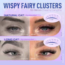 Pawotence Lash Clusters Fairy Eyelash Clusters 10-18mm Wispy Lashes Cluster Eyelash Extensions 144pcs Wet Individual Cluster Lashes Full False Eyelashes for DIY Lash Extension