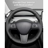 Belinous Leather Steering Wheel Cover Lace Up, Genuine Leather Hand