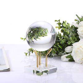 Hipiwe Acrylic Display Stand - Three Metal Peg Display Easel with Acrylic Base for Sphere Crystal Ball Mineral Geodes Rock Agate Small Collectibles Home Decor,Gold,Large