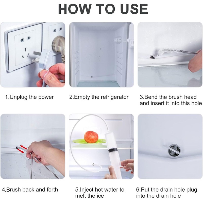 12 Pcs Fridge Drain Hole Cleaning Tool, Fridge Dredger and