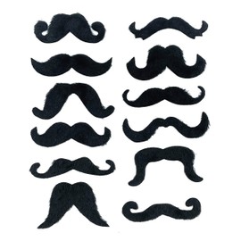Komonee Fake Moustache Black Mustache For Fancy Dress Up Costume Hair Accessory Outfit Novelty Joke (Pack Of 24)