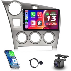 4G+64G Car Radio for Toyota Matrix Radio 2009-2014, Rimoody Android 13 Car Stereo Wireless Carplay Andorid auto Mirror Link 9'' Touchscreen GPS WiFi Bluetooth FM/RDS EQ-32 SWC Backup Camera